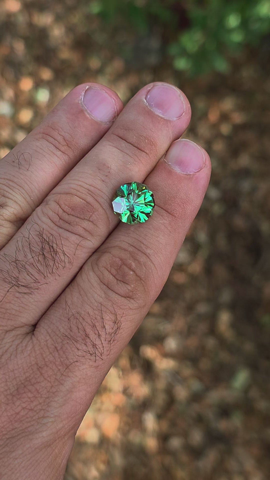 Czochralski Green and Red Christmas Garnet, Gnome's Geode Cut, 8.92 Carats