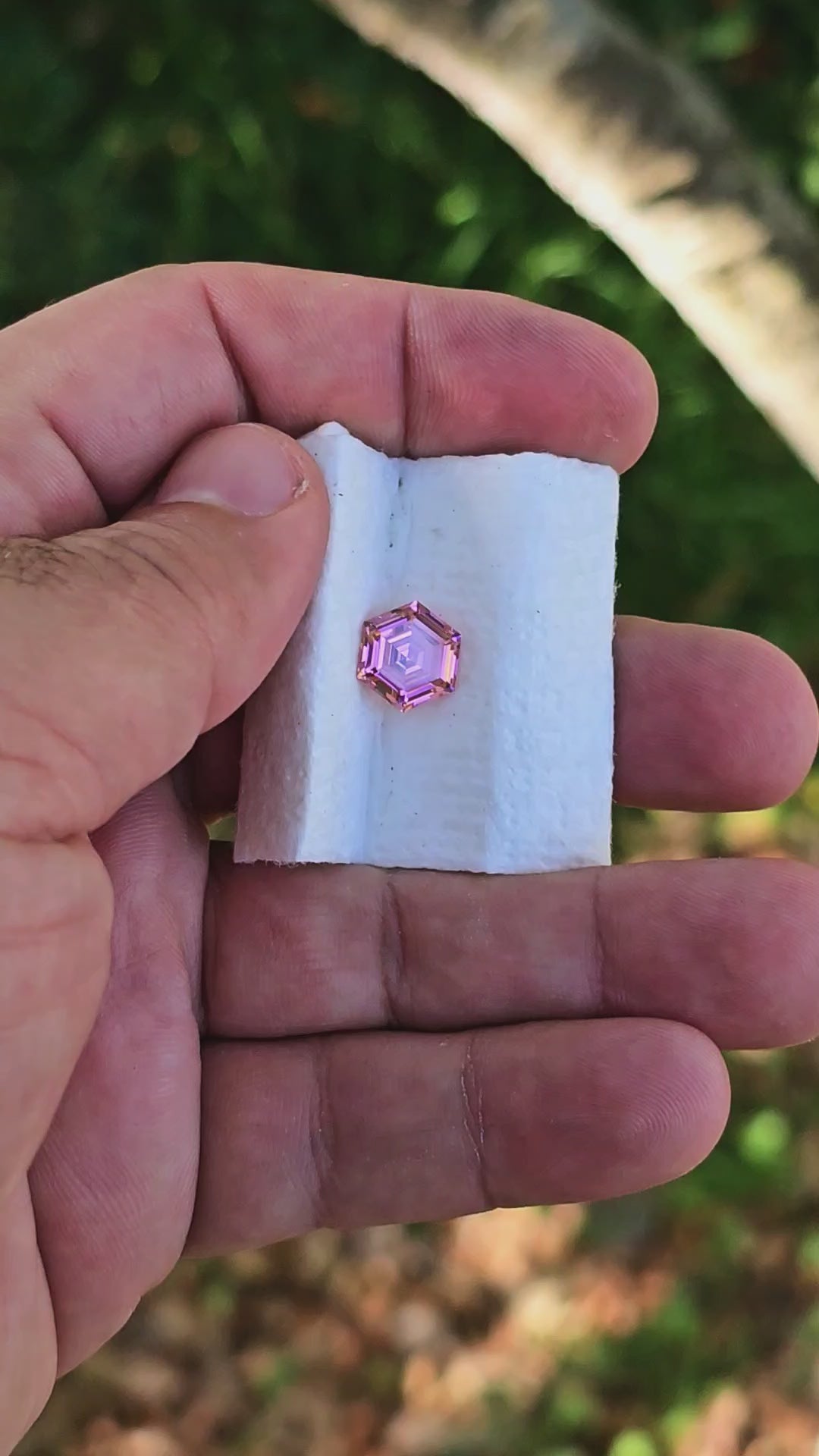 High Concentration Padparadscha Erbium YAG, Hexagon Step Cut, 4.96 Carats