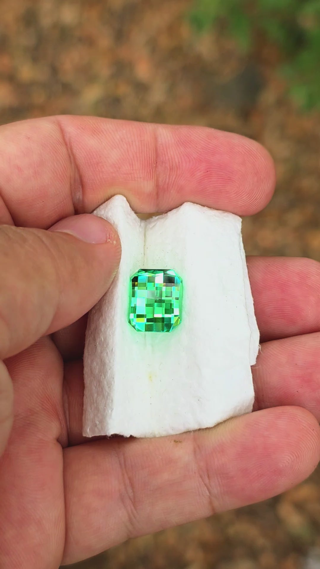 Vivid Green Vanadium YAG, Pixel Rectangle Cut, 9.95 Carats
