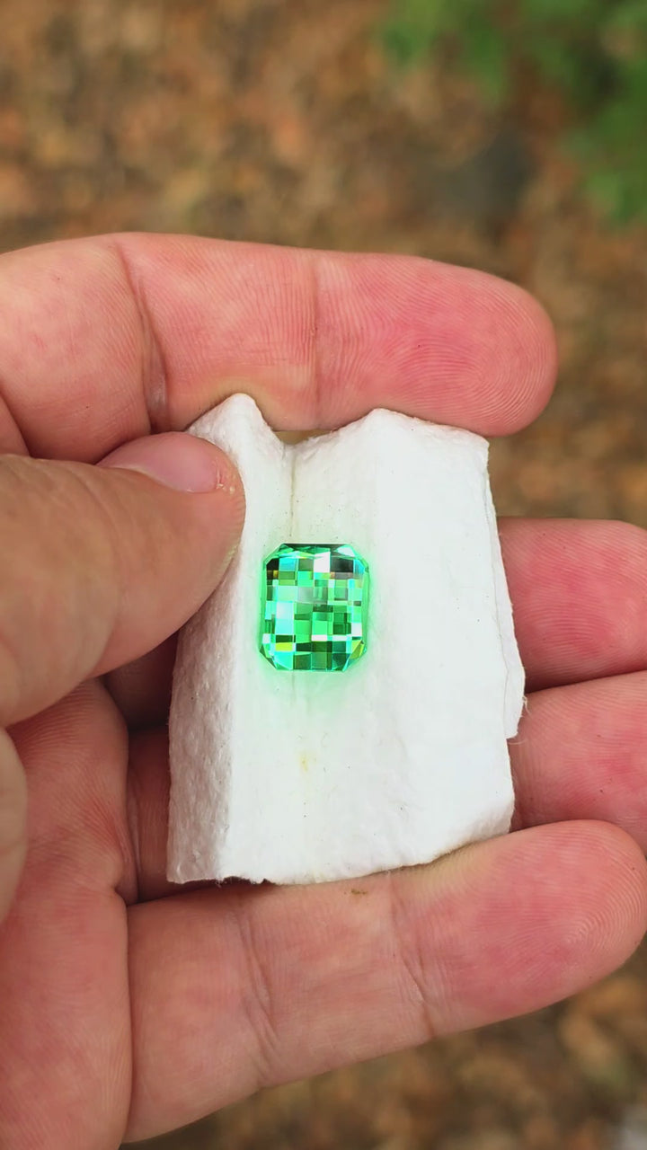 Vivid Green Vanadium YAG, Pixel Rectangle Cut, 9.95 Carats