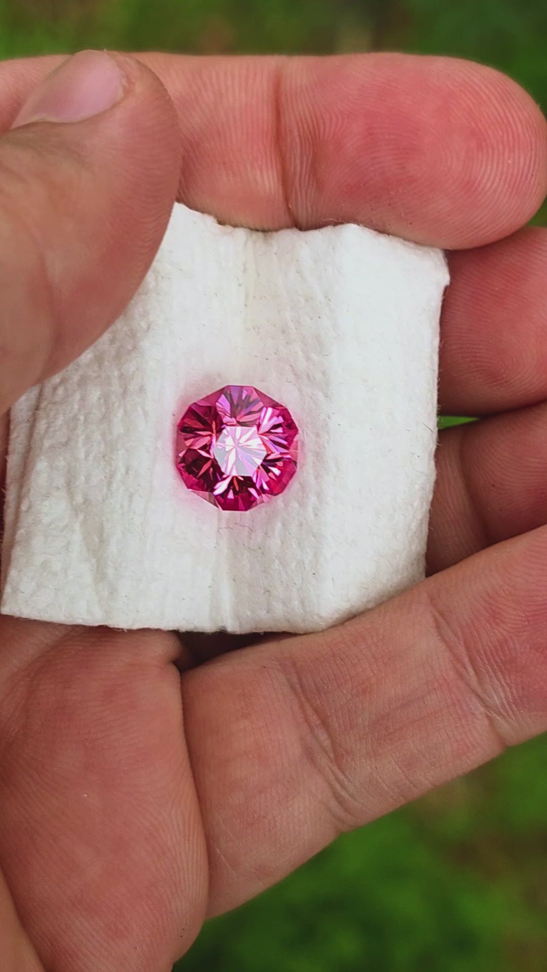 Fire Padparadscha Lab Sapphire, Gnome's Geode Cut, 6.67 Carats