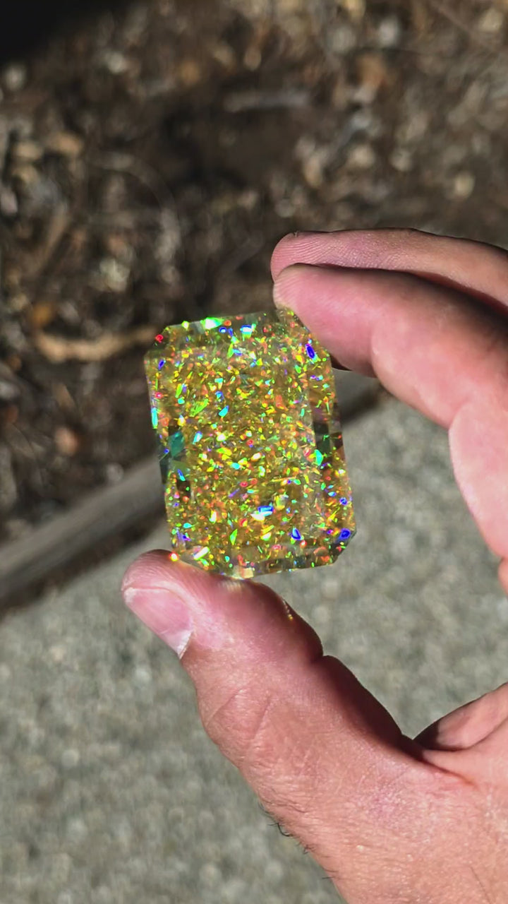 White Rutile 🌈🍭🦄, Crushed Ice Rectangle Cut, 227.80 Carats