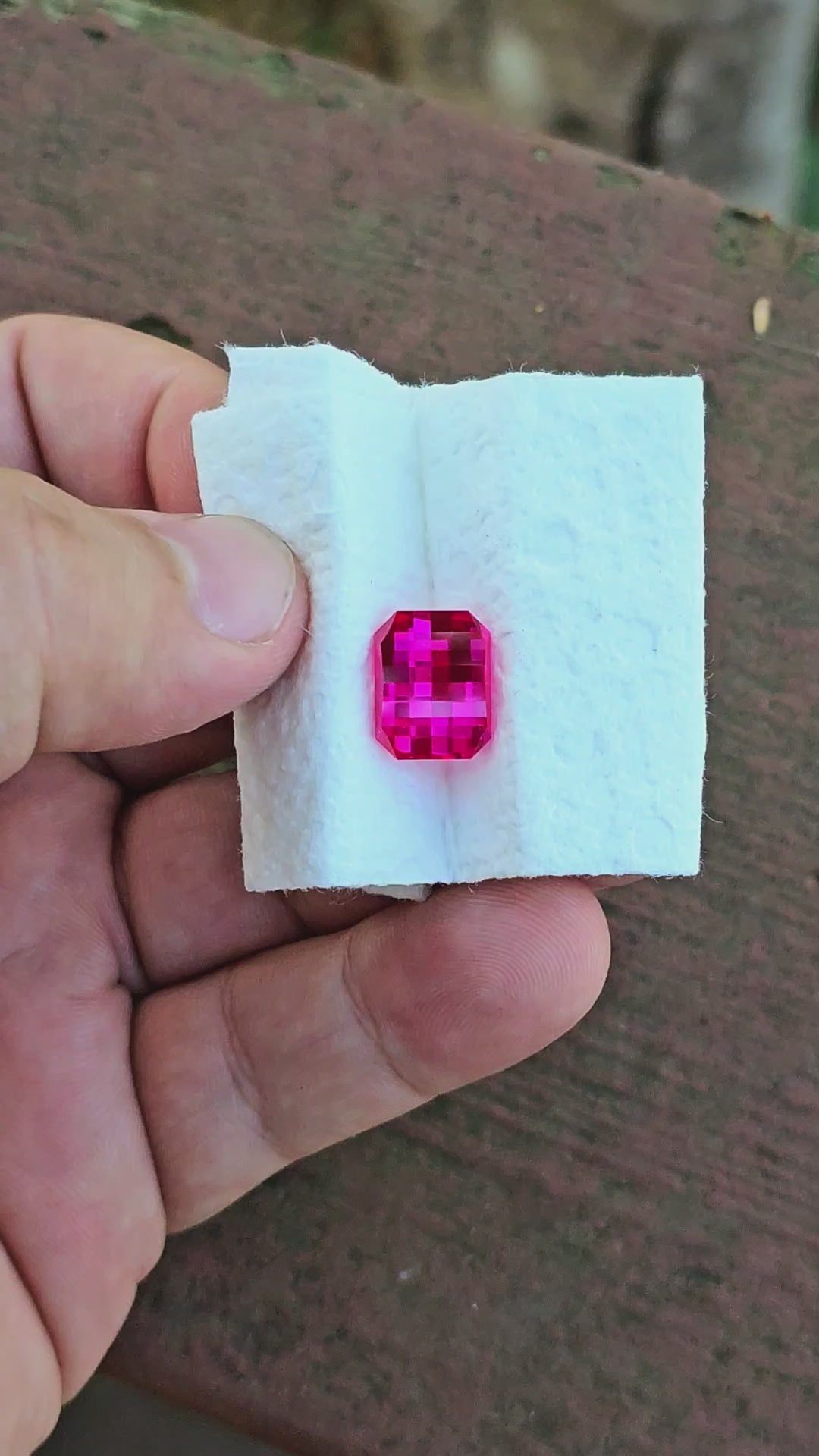 Fire Neon Pink Lab Sapphire, Pixel Rectangle Cut, 8.19 Carats