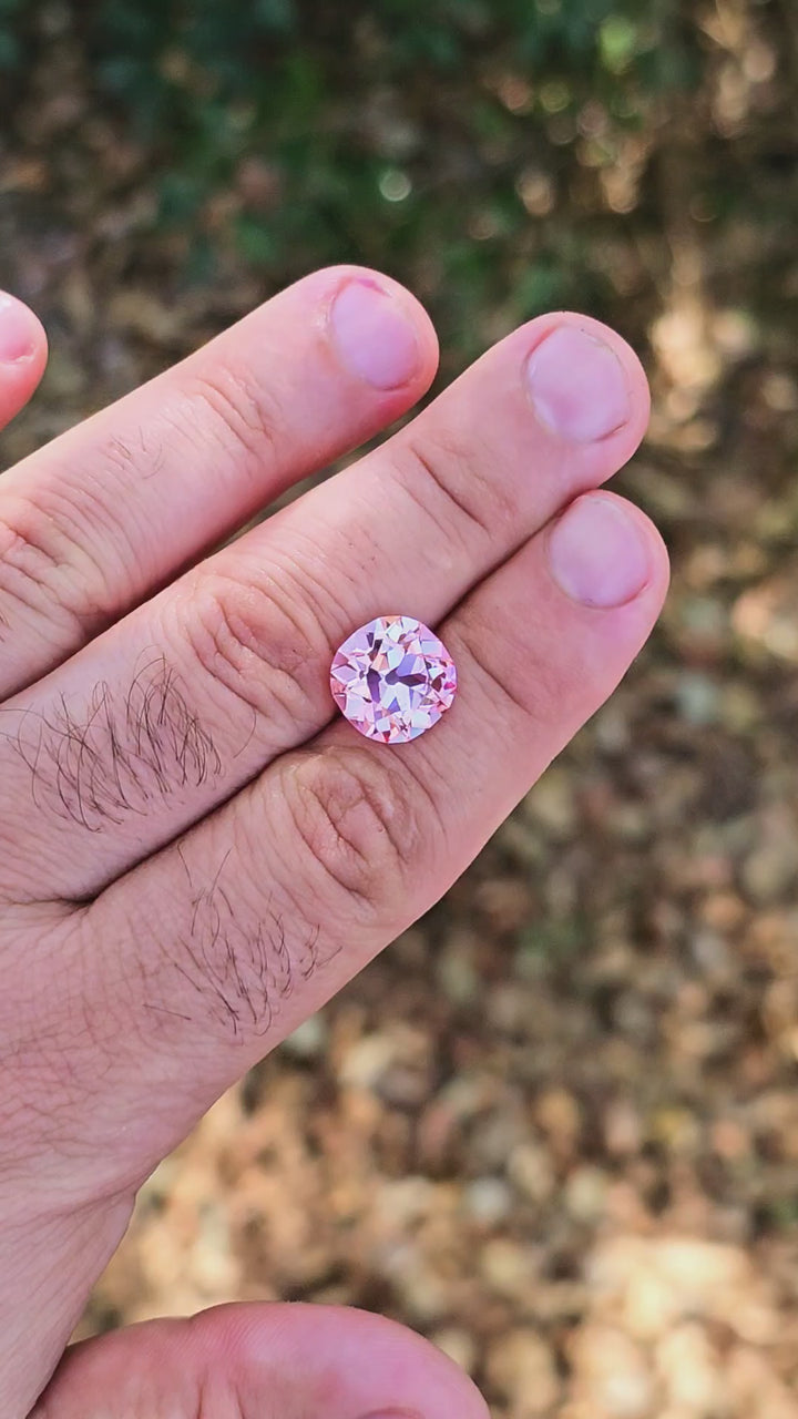 Light Pink Padparadscha Lab Sapphire, Antique Cushion Cut, 9.01 Carats