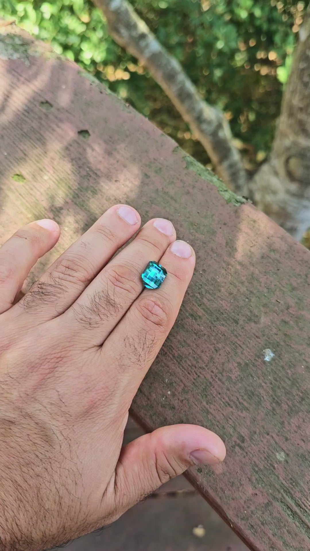 Cobalt Teal Lab Sapphire, Pixel Rectangle Cut, 10.5 Carats