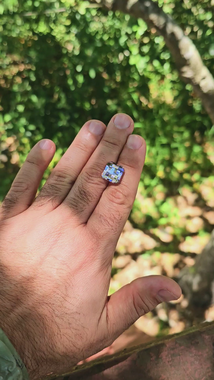 Purple Neodymium YAG, Pixel Square Cut, 15.27 Carats