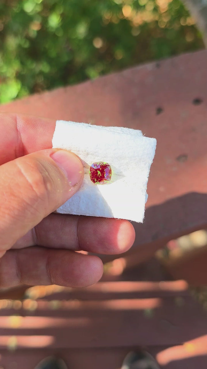 Kyroupolos Green and Red Christmas Garnet, House Of Sylas Cushion Cut, 4.83 Carats