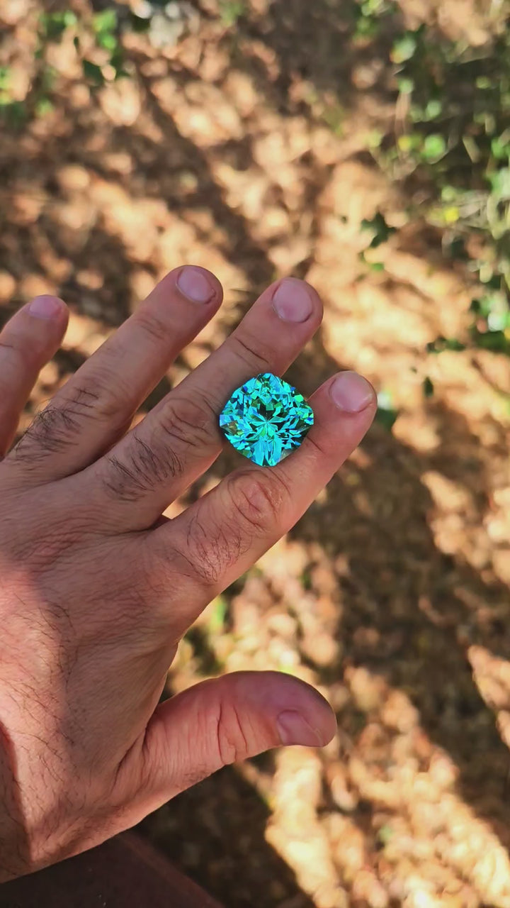 Teal "Paraiba" YAG, House Of Sylas Cushion Cut, 82.6 Carats