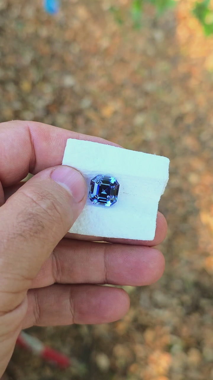 Blue Czochralski Lab Sapphire, Asscher Cut, 10.66 Carats