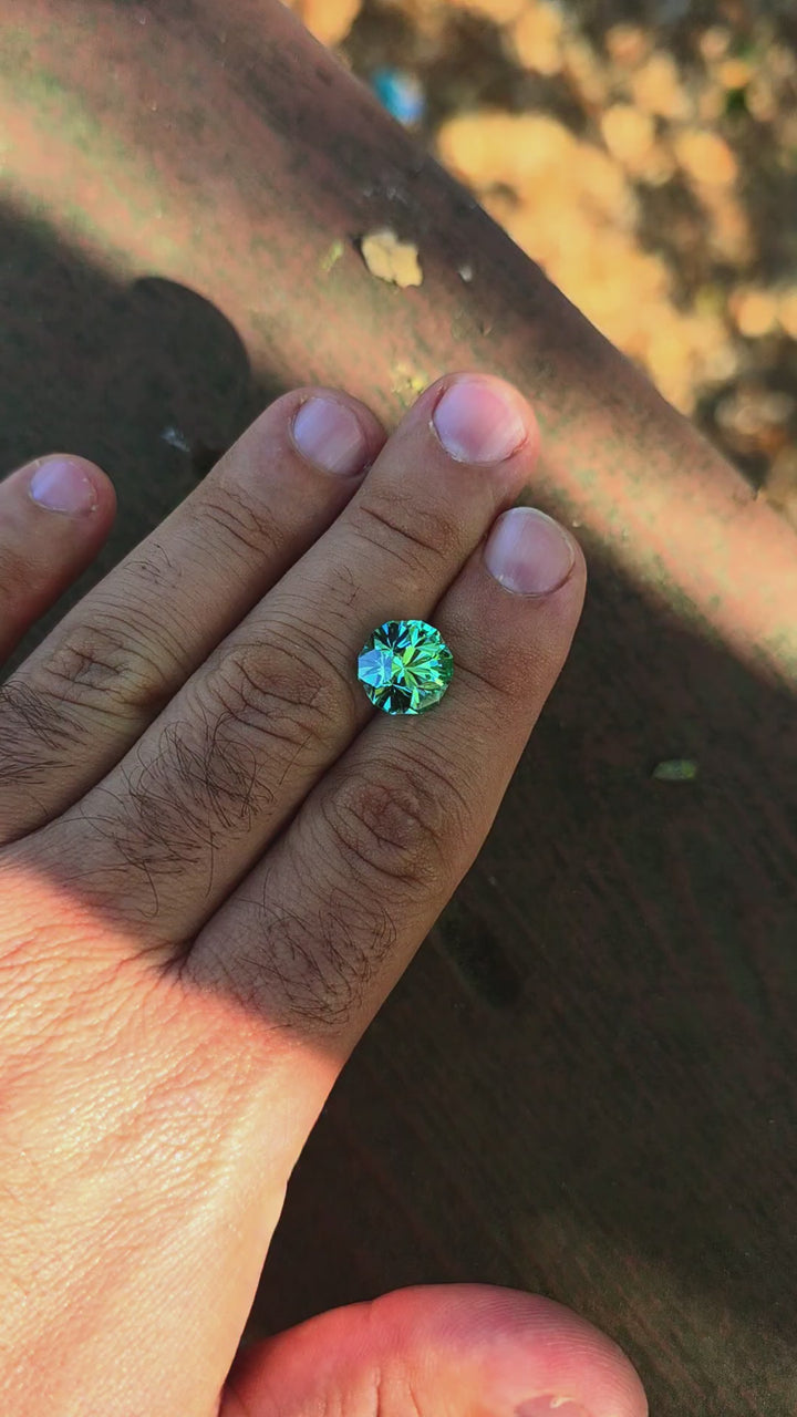 Repurposed Teal "Paraiba" YAG, Gnome's Geode Cut, 9.07 Carats
