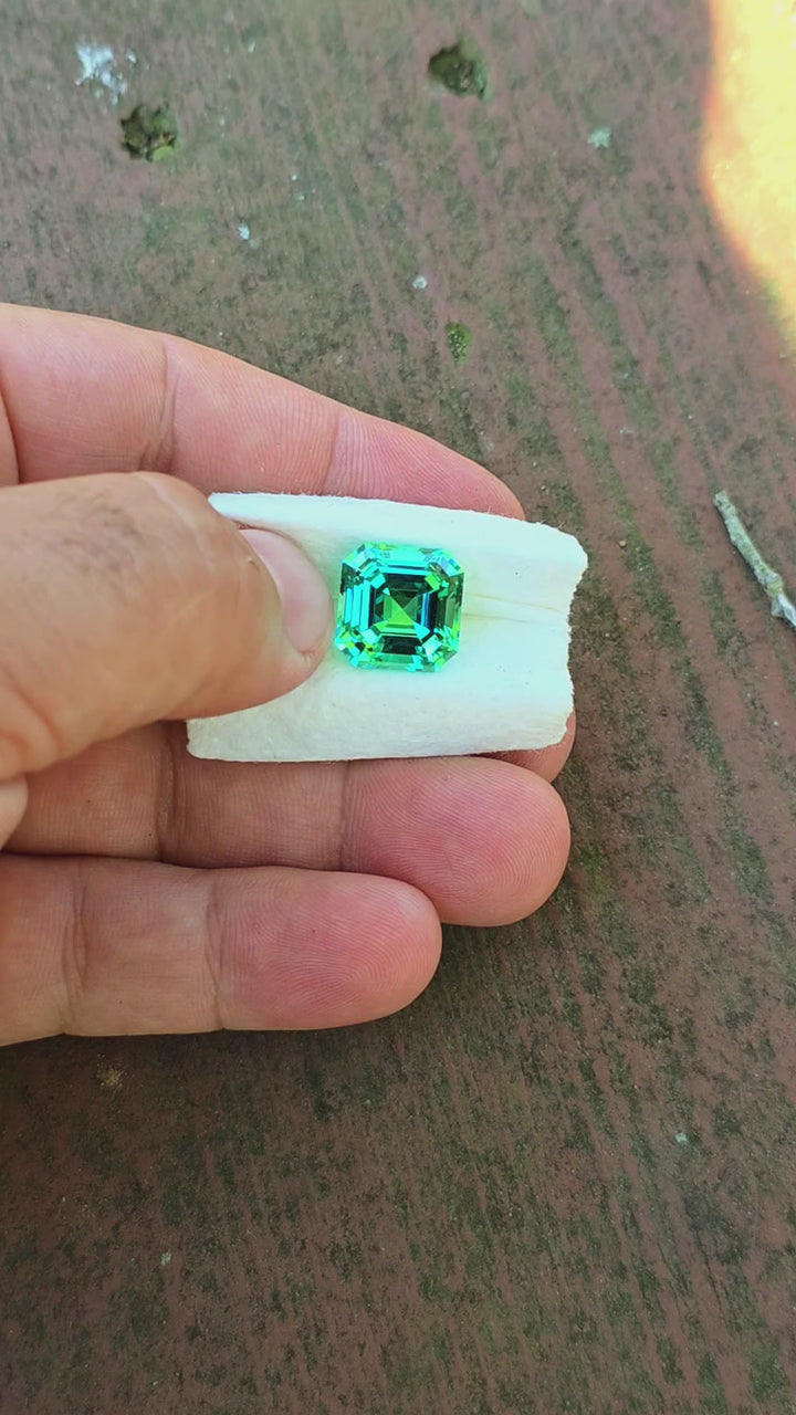 Repurposed Teal "Paraiba" YAG, Asscher Cut, 13.20 Carats