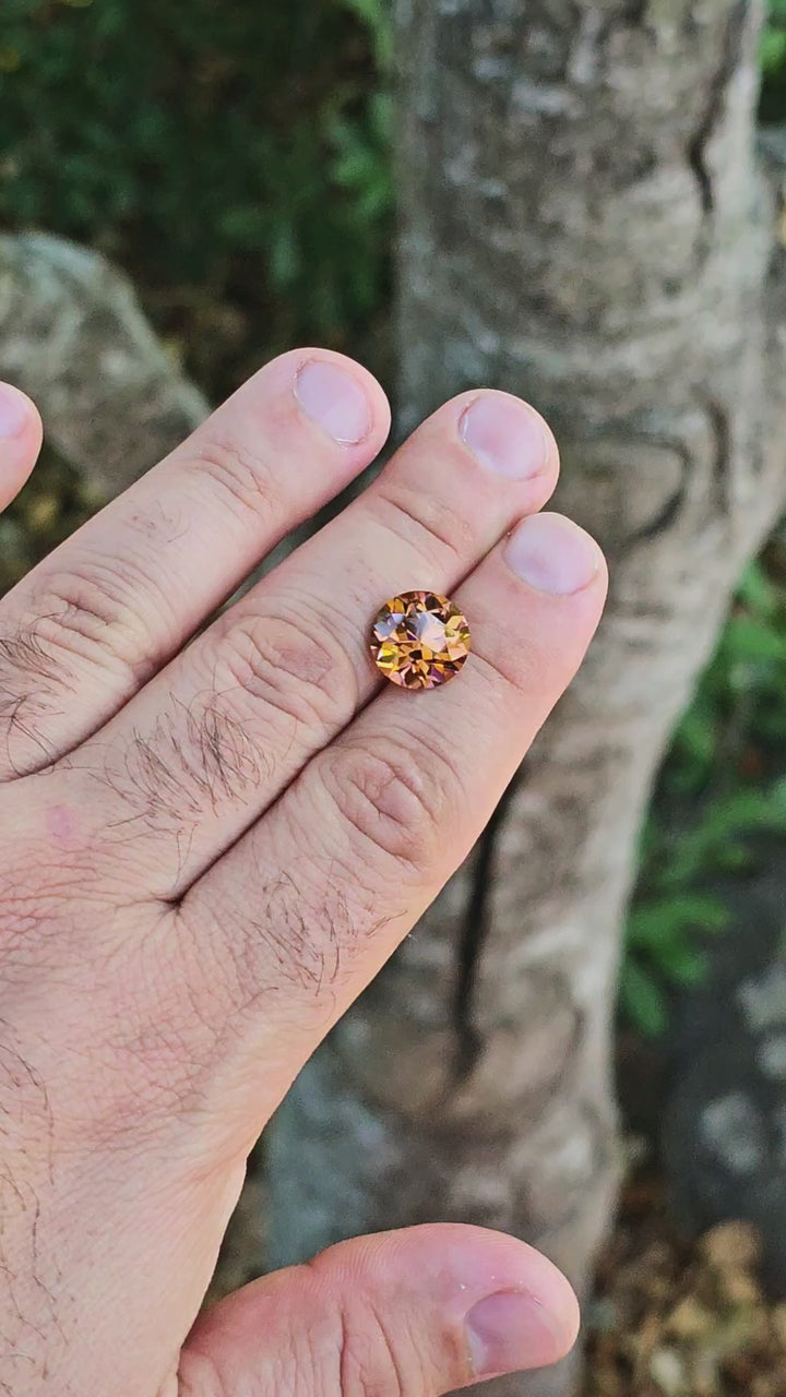 Toasted Orange Erbium YAG, Traditional Round Brilliant Cut, 12.05 Carats