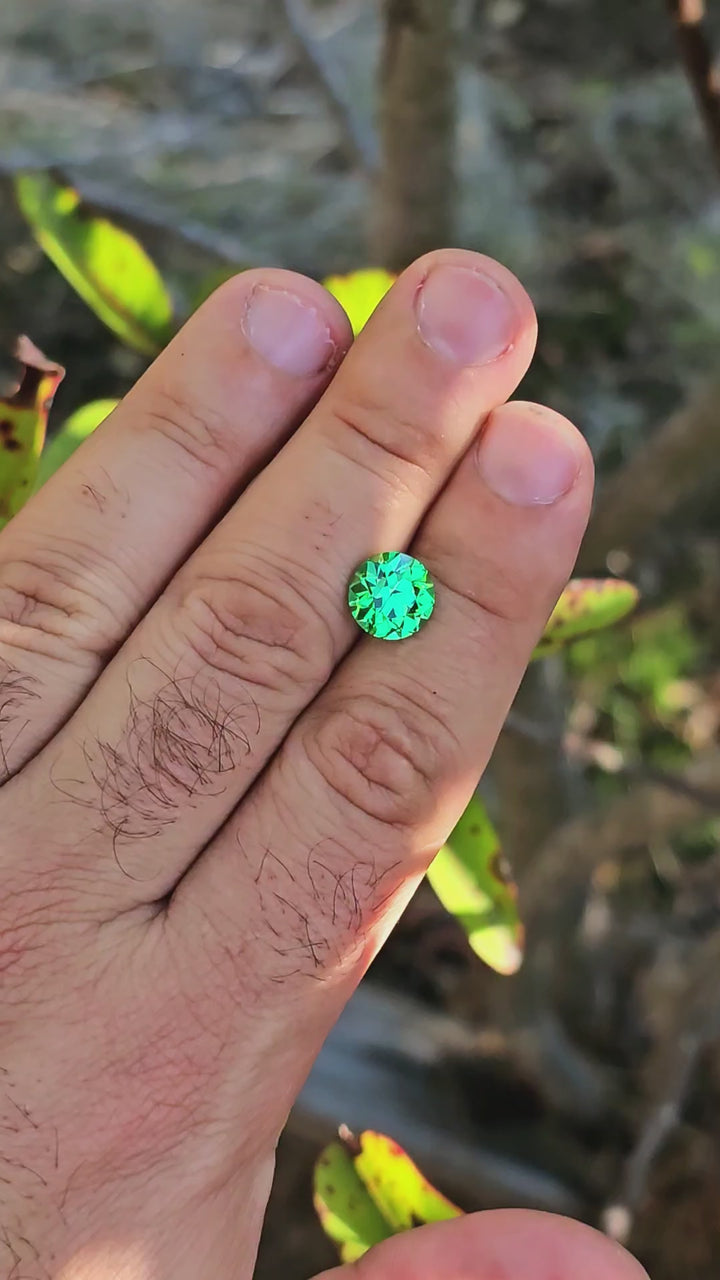 Vivid Green Vanadium YAG, Traditional Round Brilliant Cut, 4.95 Carats