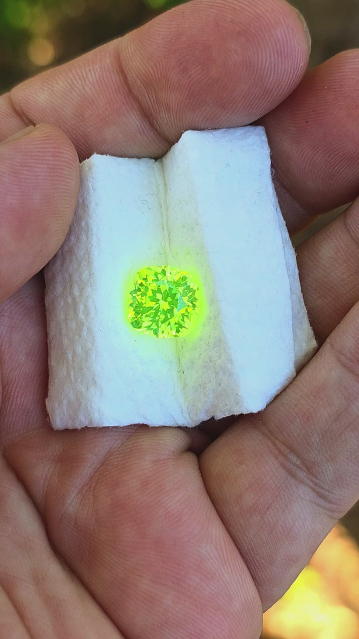 Green LuAG, House Of Sylas Cushion Cut, 9.22 Carats