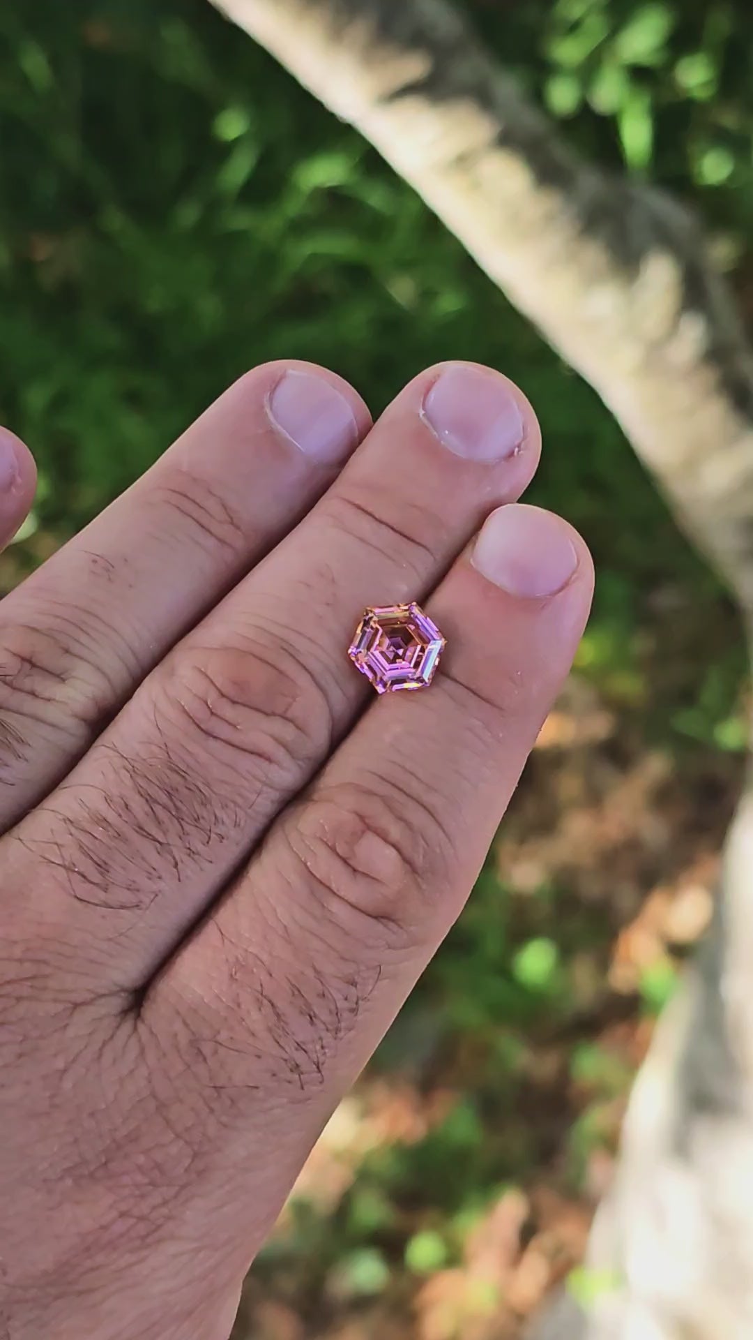 High Concentration Padparadscha Erbium YAG, Hexagon Step Cut, 4.96 Carats