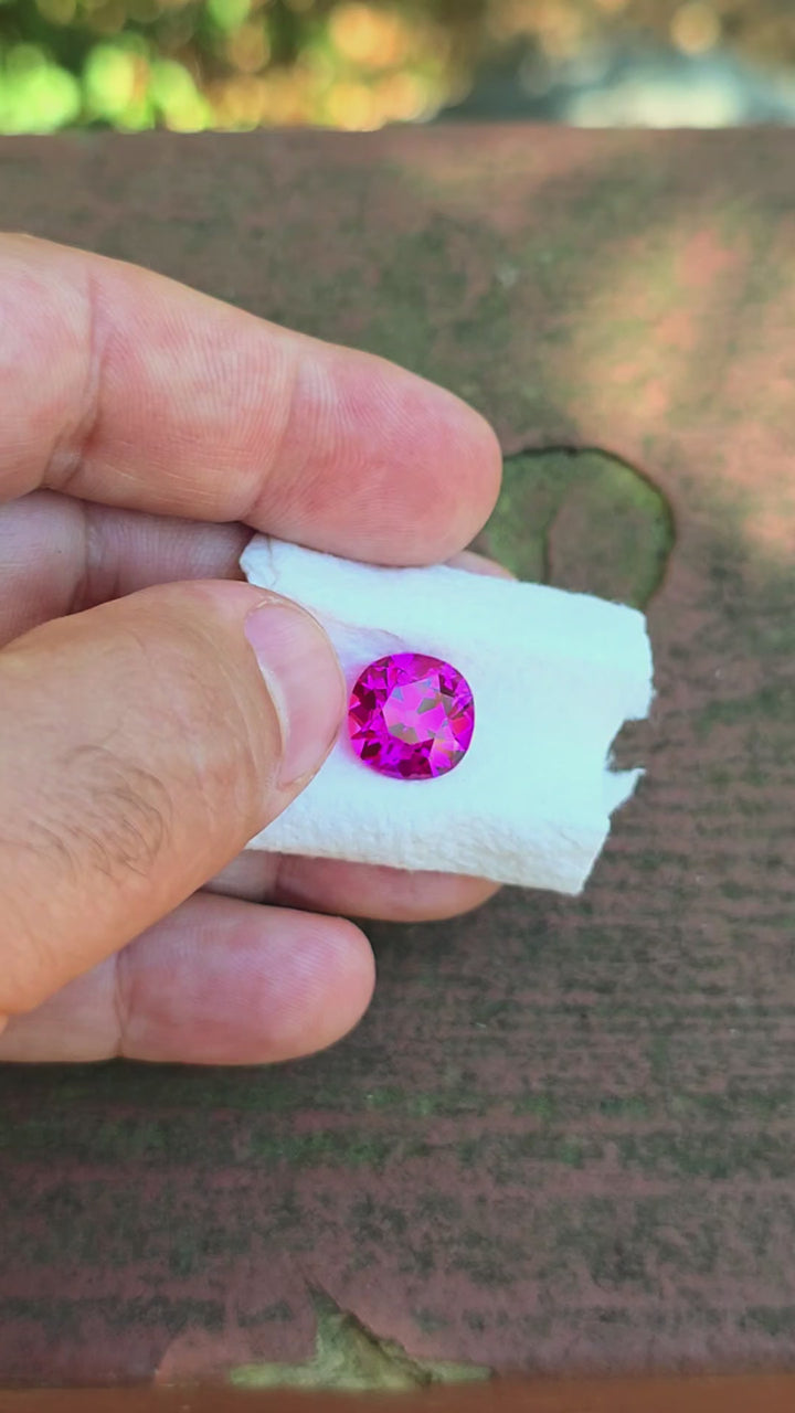 Neon Purple Lab Sapphire, Antique Cushion Cut, 7.32 Carats