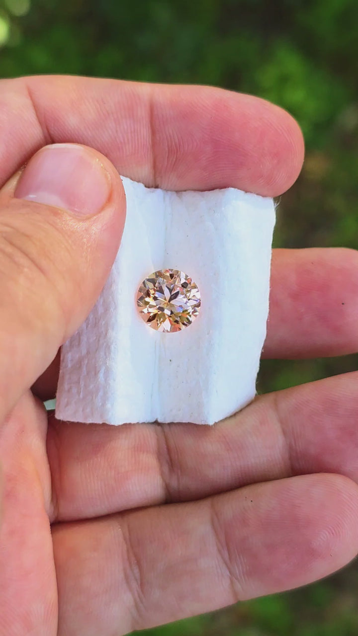 Peachy 🍑 "Morganite" Colored Lab Sapphire, Modern Round Brilliant Cut, 5.11 Carats