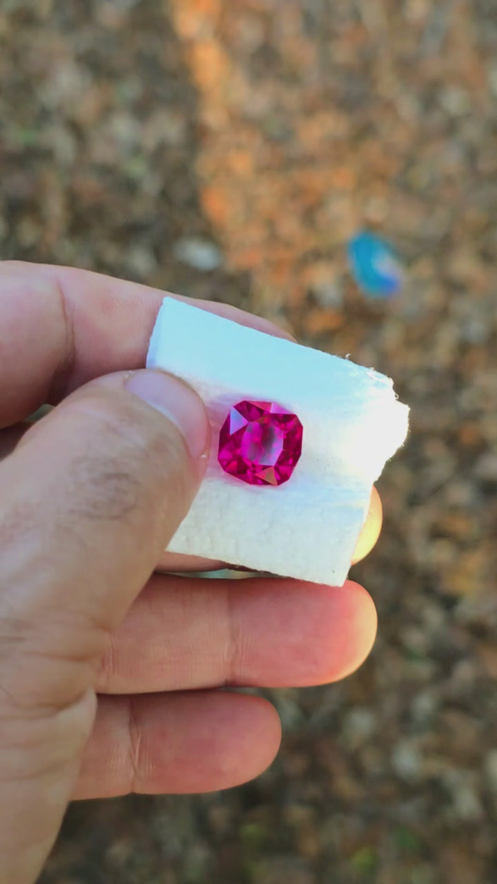 Fire Neon Pink Lab Sapphire, House Of Sylas Cushion Cut, 10.50 Carats