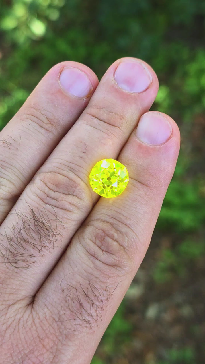 "Ultra" Glow In The Dark Lab Garnet, Antique Cushion Cut, 13.37 Carats