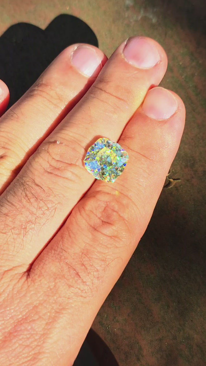 White Rutile 🌈🍭🦄, House Of Sylas Cushion Cut, 10.02 Carats