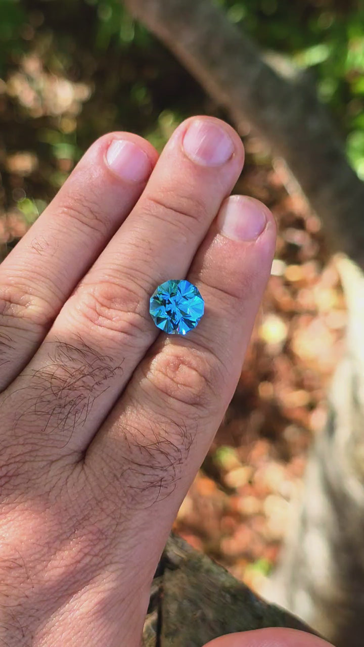 Blue Cobalt YAG, Gnome's Geode Cut, 9.19 Carats