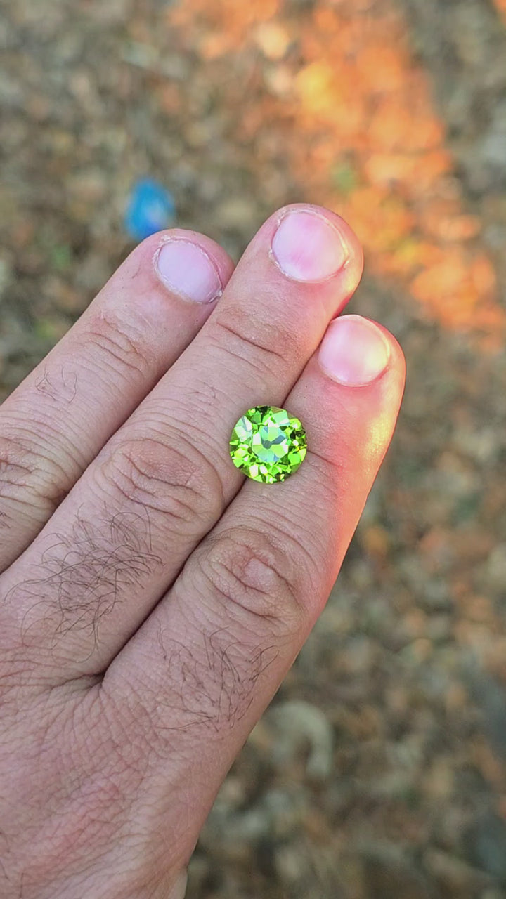 Peridot Green Colored Lab Sapphire, Antique Cushion Cut, 7.57 Carats