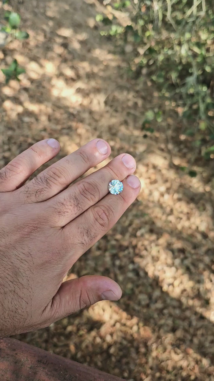 Aqua Colored Repurposed Laser Garnet, House Of Sylas Round Cut, 7.1 Carats