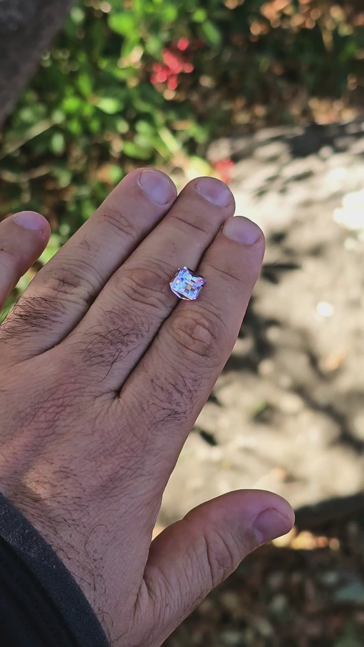 Purple Neodymium YAG, Pixel Square Cut, 5.20 Carats