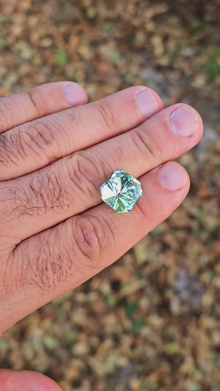 Pastel Mint Laser Garnet, Tessellation Cut, 16.15 Carats