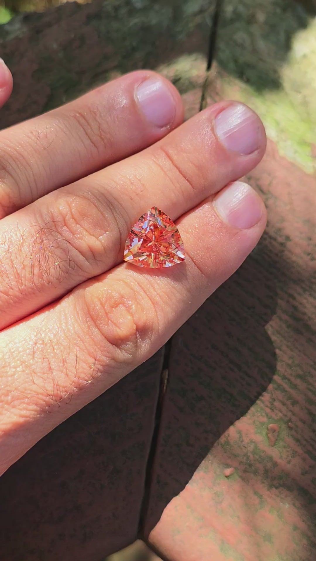 Peachy 🍑 "Morganite" Colored Lab Sapphire, Trillian Internal Reflections Cut, 9.68 Carats