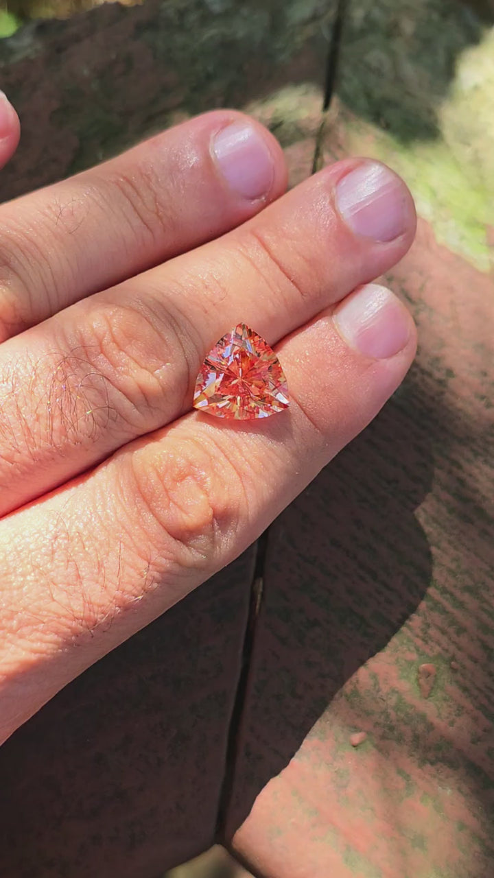 Peachy 🍑 "Morganite" Colored Lab Sapphire, Trillian Internal Reflections Cut, 9.68 Carats