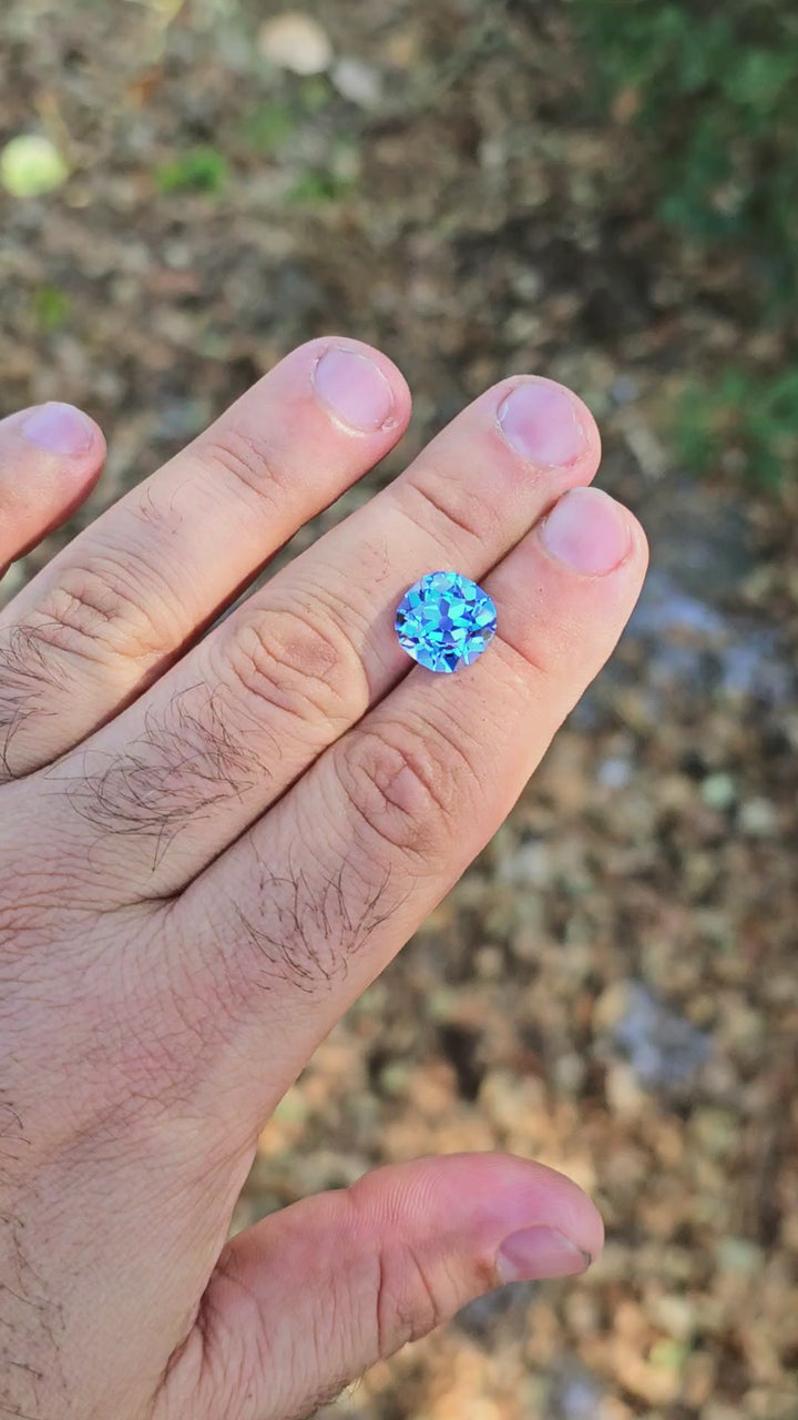 Cornflower Blue Lab Spinel, Antique Cushion Cut, 6.83 Carats