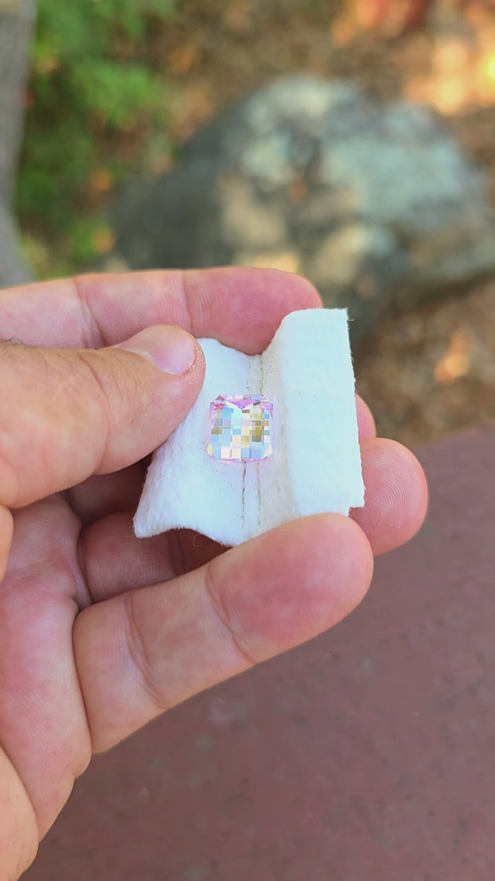Blush Pink Lab Sapphire, Pixel Rectangle Cut, 9.07 Carats