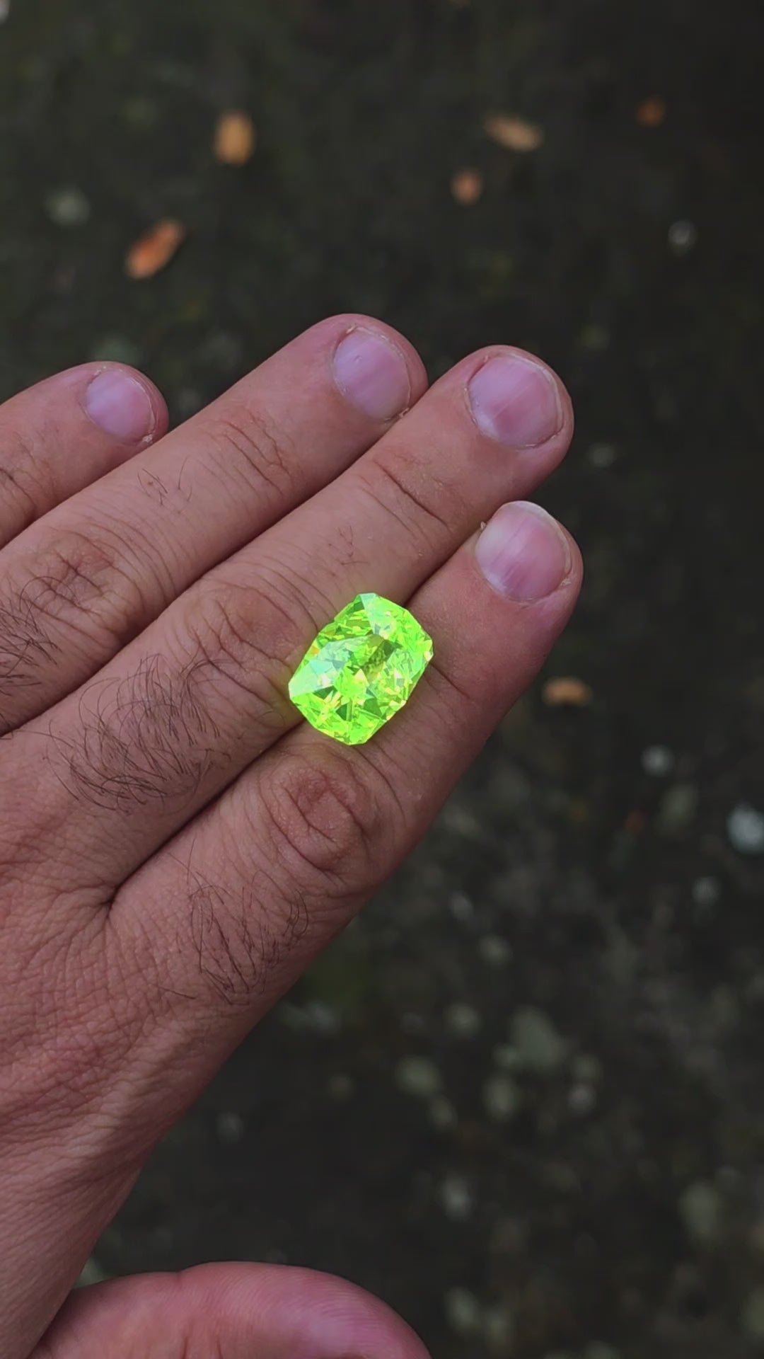 Green LuAG, Cushion Internal Reflections Cut, 29.34 Carats