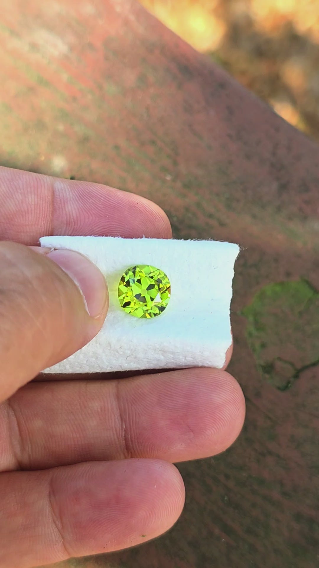 Peridot Green Colored Lab Sapphire, Antique Cushion Cut, 5.07 Carats