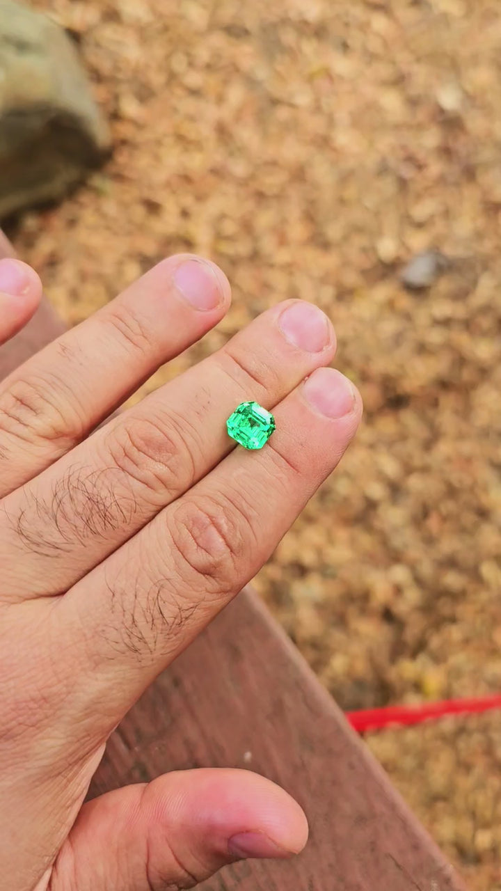 Vivid Green Vanadium YAG, Asscher Cut, 4.94 Carats