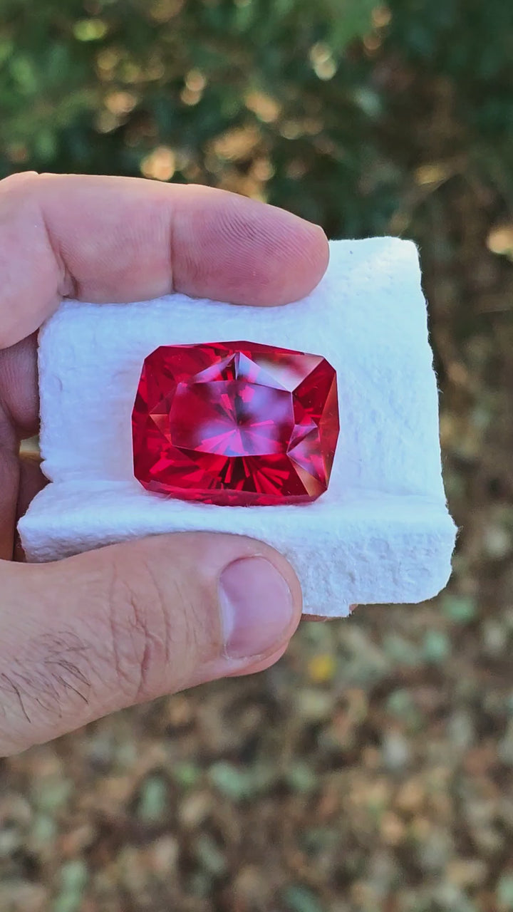 Fire Red Kyropoulos Ruby, House Of Sylas Long Cushion Cut, 141.50 Carats