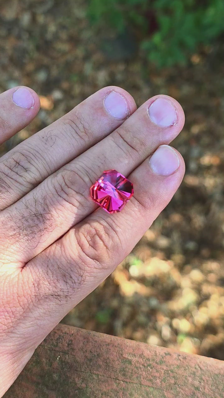 Czochralski Titanium Pink Sapphire, Tessellation Cut, 14.86 Carats