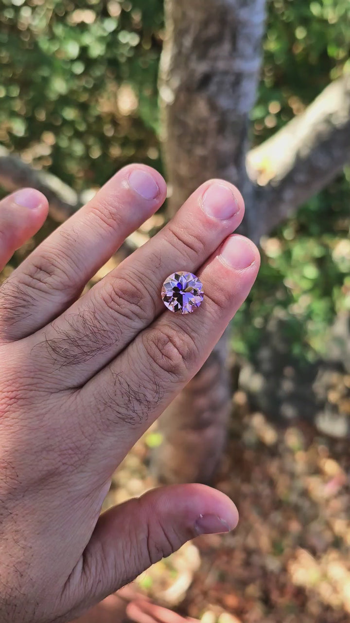 Padparadscha Erbium YAG, Traditional Round Brilliant Cut, 13.01 Carats