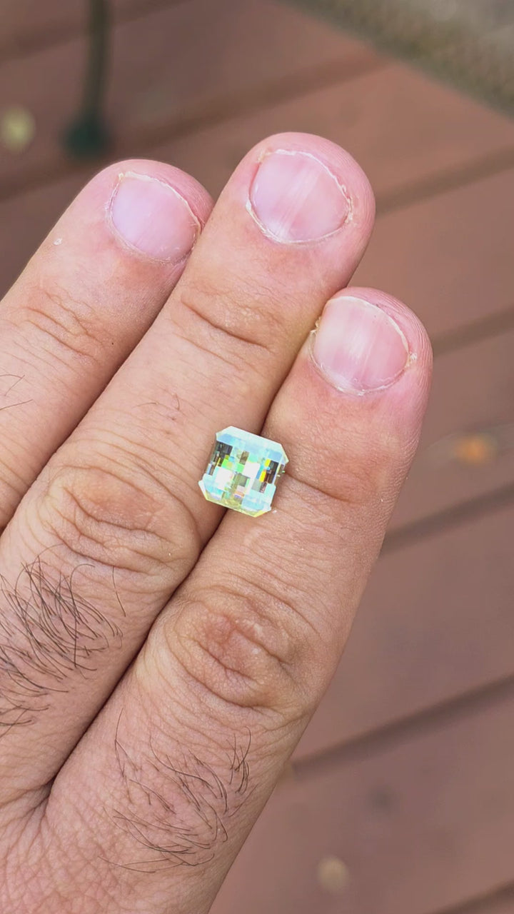 White Rutile 🌈🍭🦄, Pixel Square Cut, 4.30 Carats