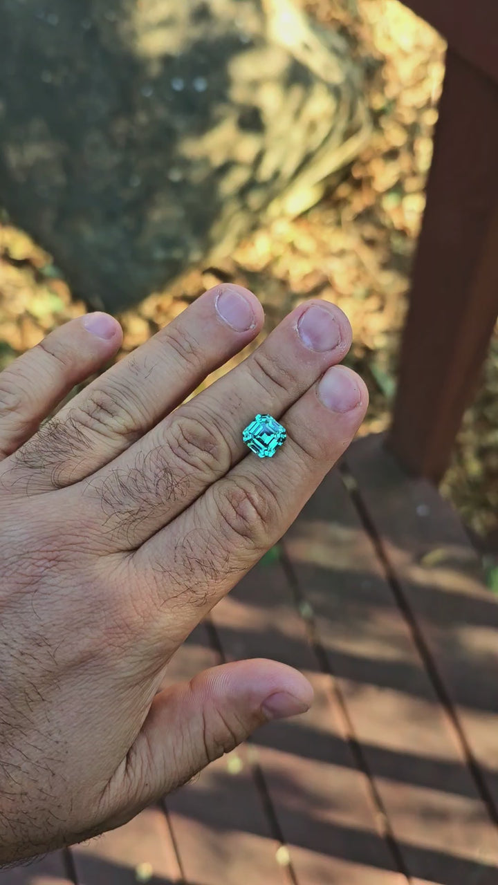 Cobalt Teal Lab Sapphire, Asscher Cut, 8.33 Carats