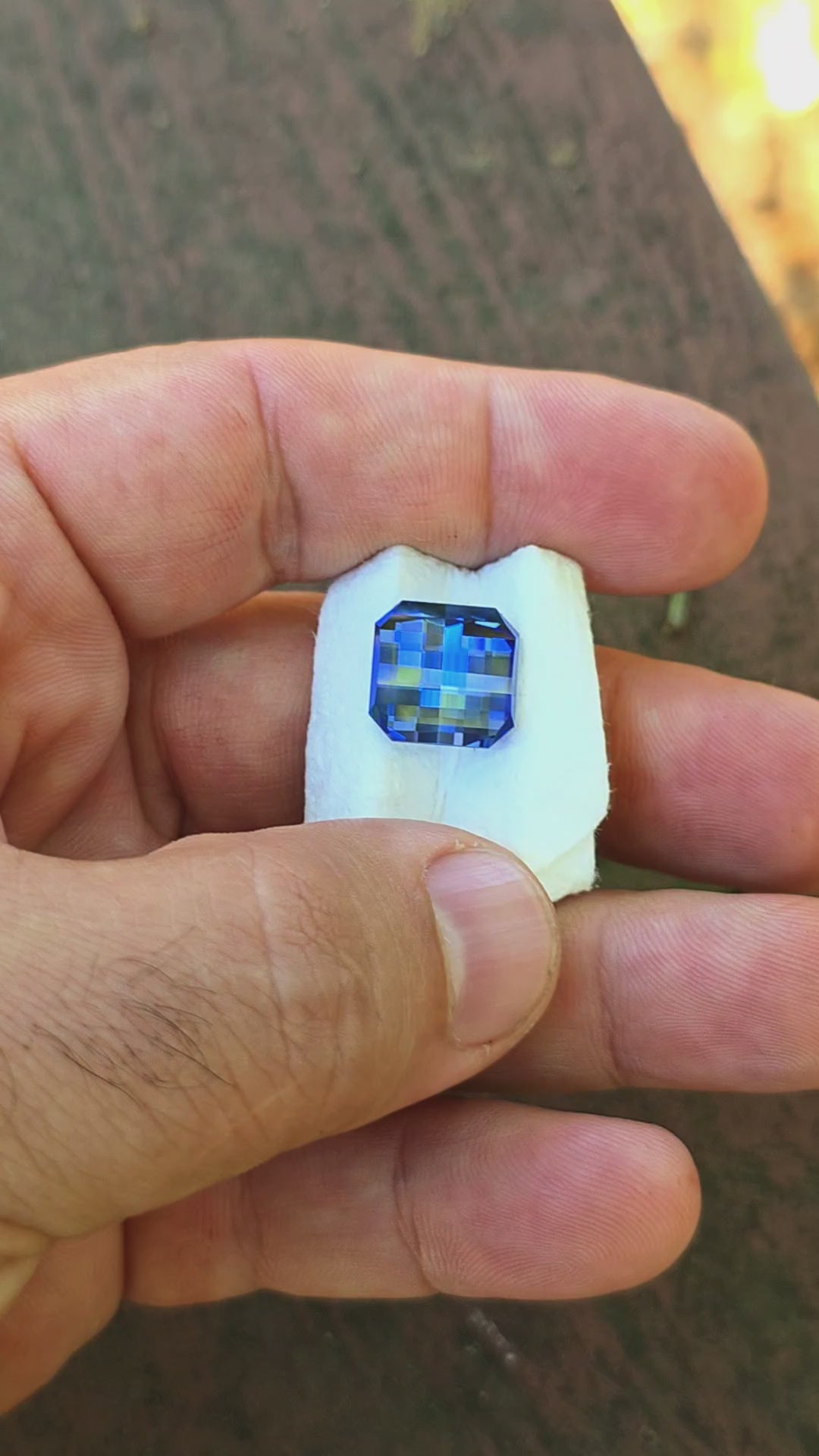 Blue Czochralski Lab Sapphire, Pixel Square Cut, 9.86 Carats
