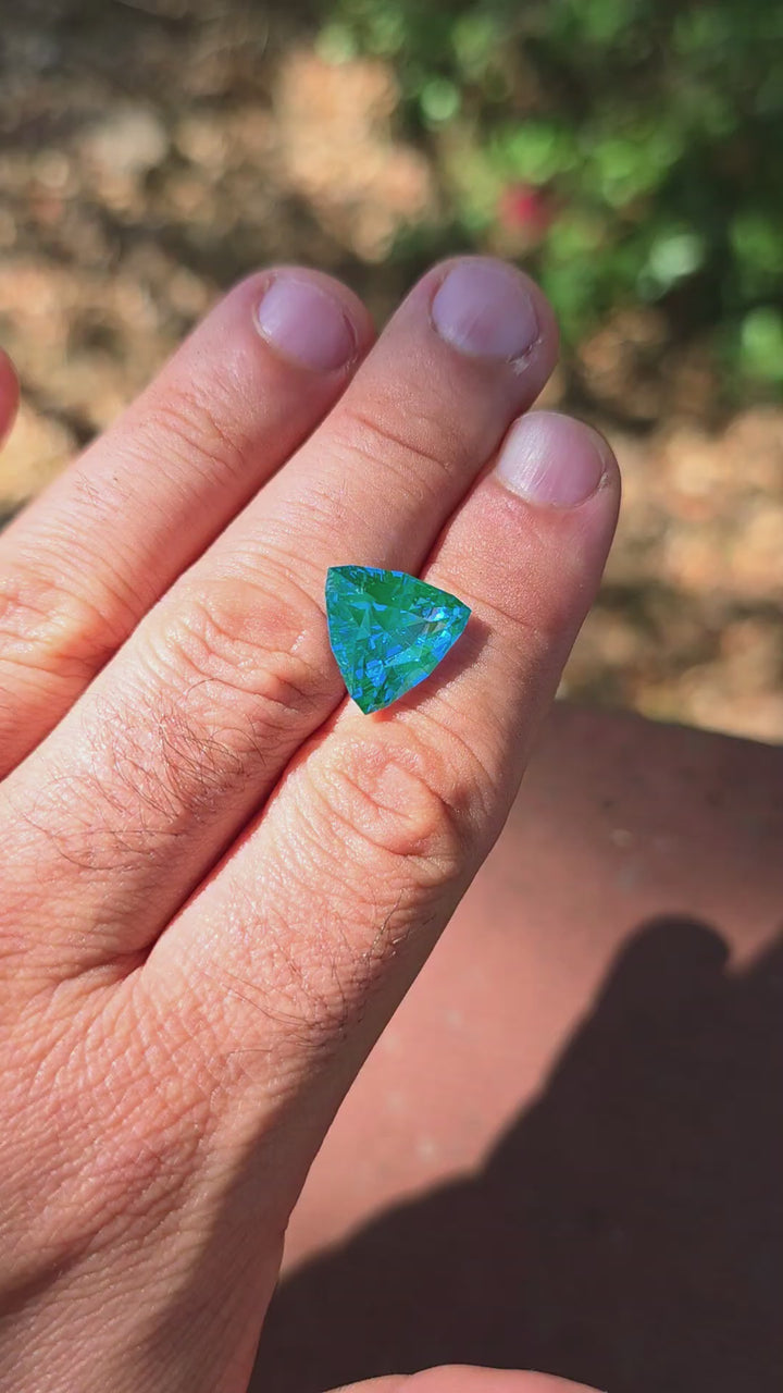 Teal Lab Spinel, Trillian Step Cut, 9.69 Carats