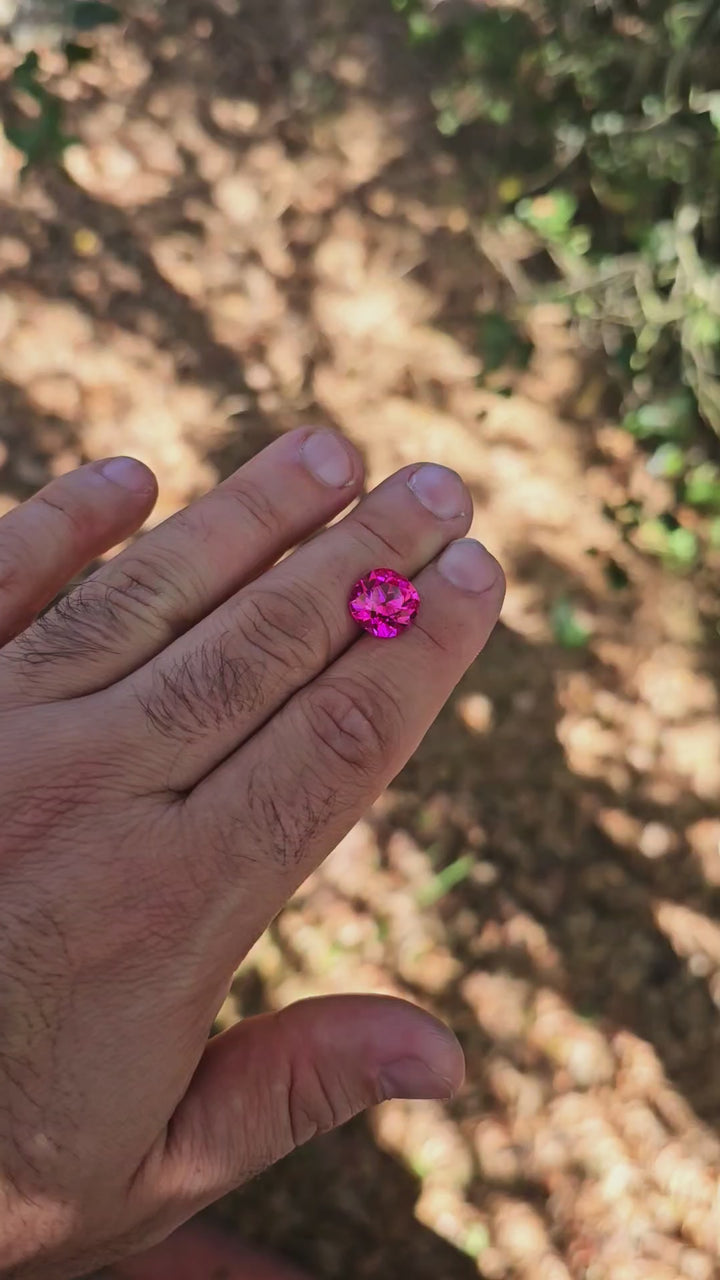 Neon Pink Lab Sapphire, Antique Cushion Cut, 8.3 Carats