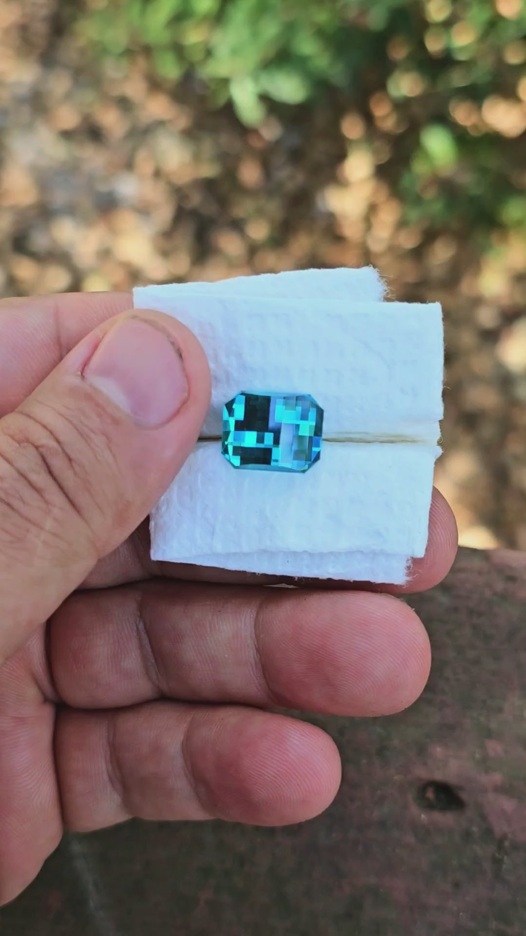 Cobalt Teal Lab Sapphire, Pixel Rectangle Cut, 10.5 Carats