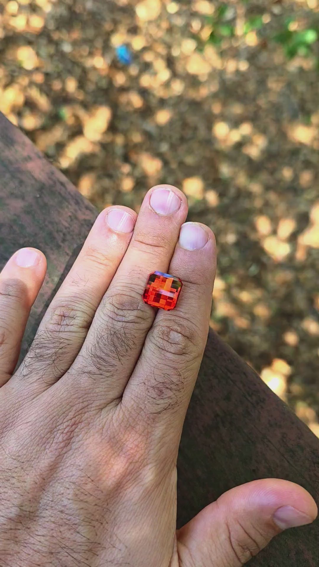 Fire Orange Lab Sapphire, Pixel Square Cut, 12.31 Carats