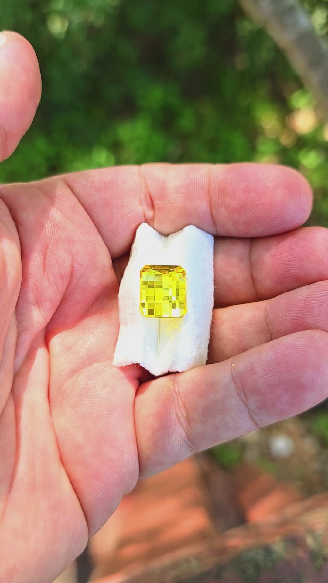 Yellow Czochralski Lab Sapphire, Pixel Rectangle Cut, 11.37 Carats