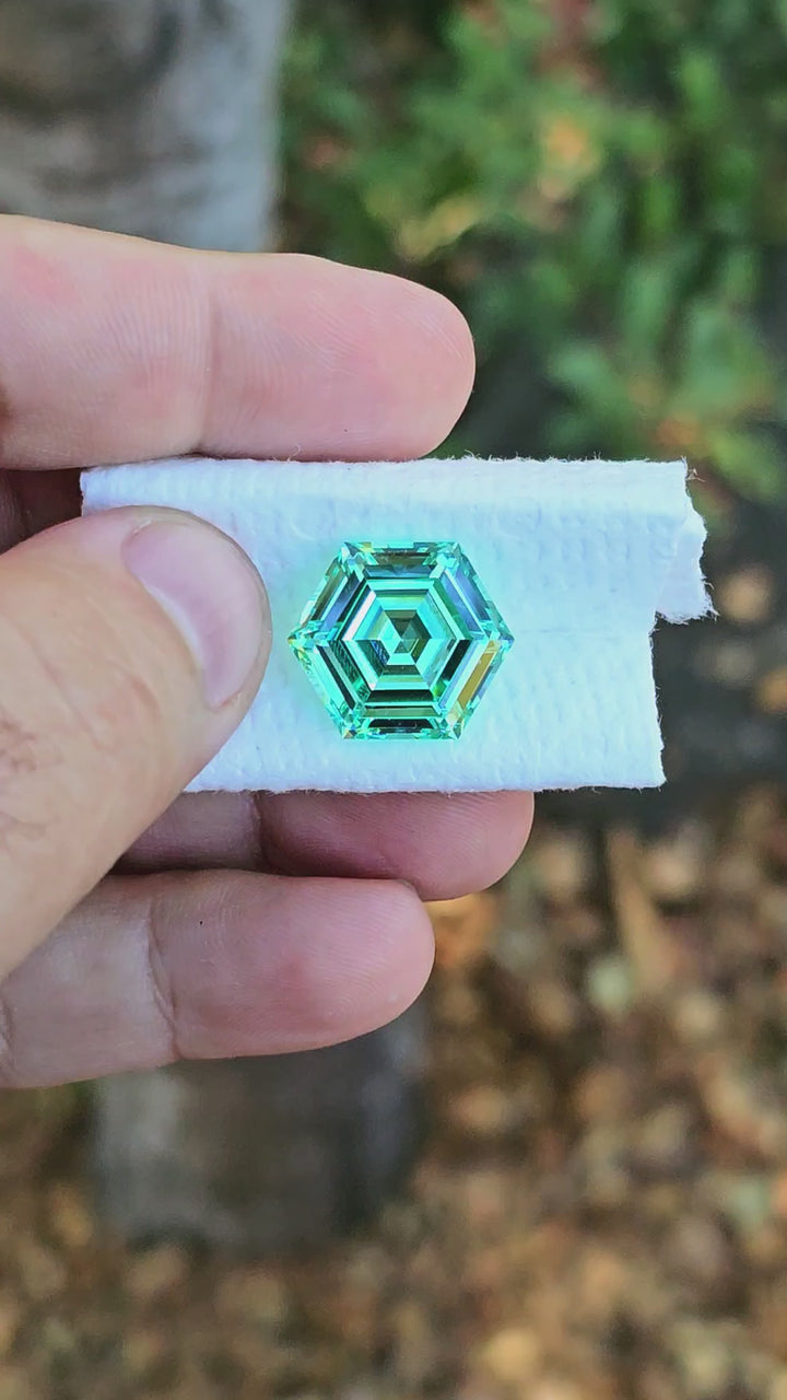 Pastel Mint Laser Garnet, Hexagon Step Cut, 20.90 Carats