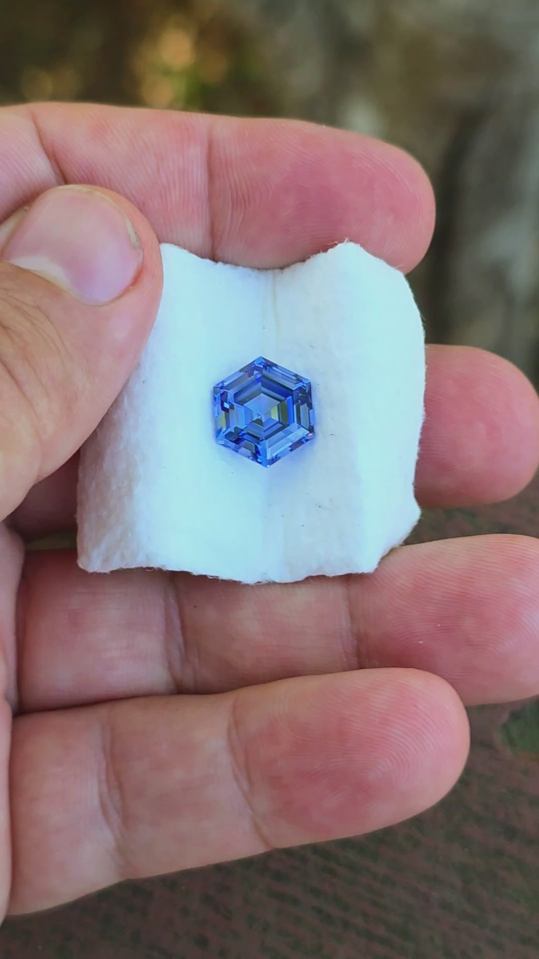 Blue Czochralski Lab Sapphire, Hexagon Step Cut, 5.85 Carats