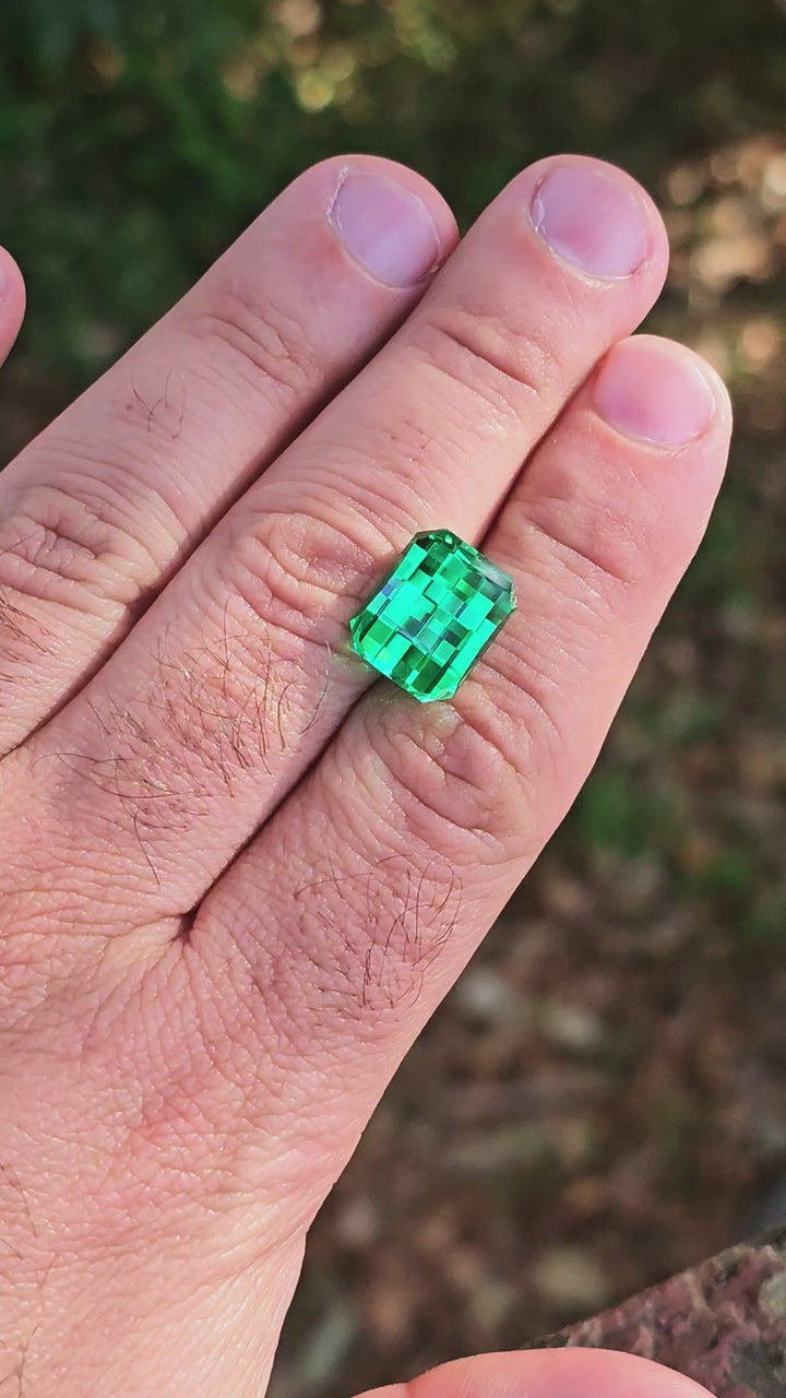 Vivid Green Vanadium YAG, Pixel Rectangle Cut, 13.63 Carats